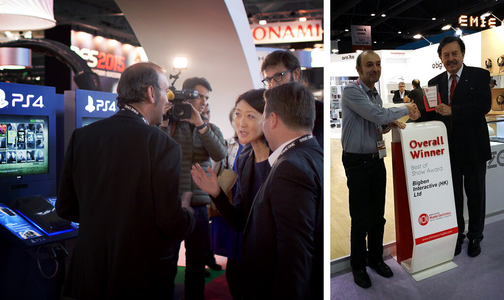 Groupe Bigben - Salons - Paris Games Week 2014 avec la Ministre de la Culture Fleur Pellerin / Remise du prix "Best of Show Award" lors du Honk Kong Mobile Electronic Fair 2014
